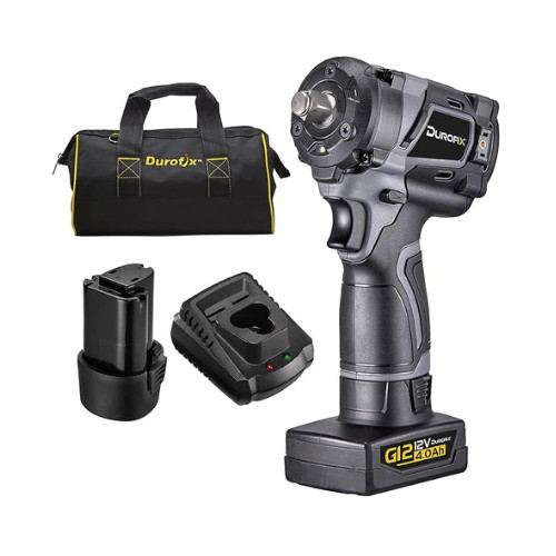 Durofix 1/2" Drive Cordless Impact Wrench with 2 Batteries 3-Stage 400 ft-b