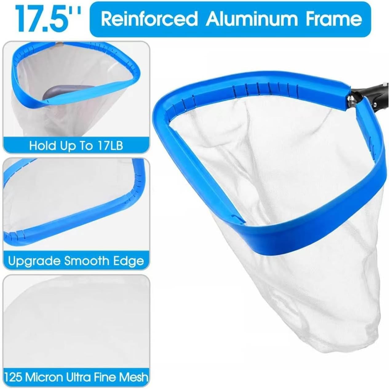 3-Piece Pool Cleaning Kit with 10 ft Pole & Ultra Fine Skimmer Net for Spas