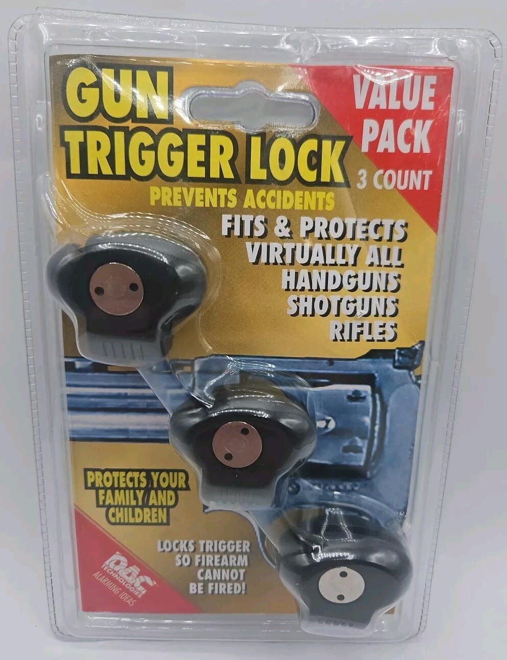 DAC Technologies (3) Gun Trigger Locks with keys #TVP095 New In Package *SAFETY*