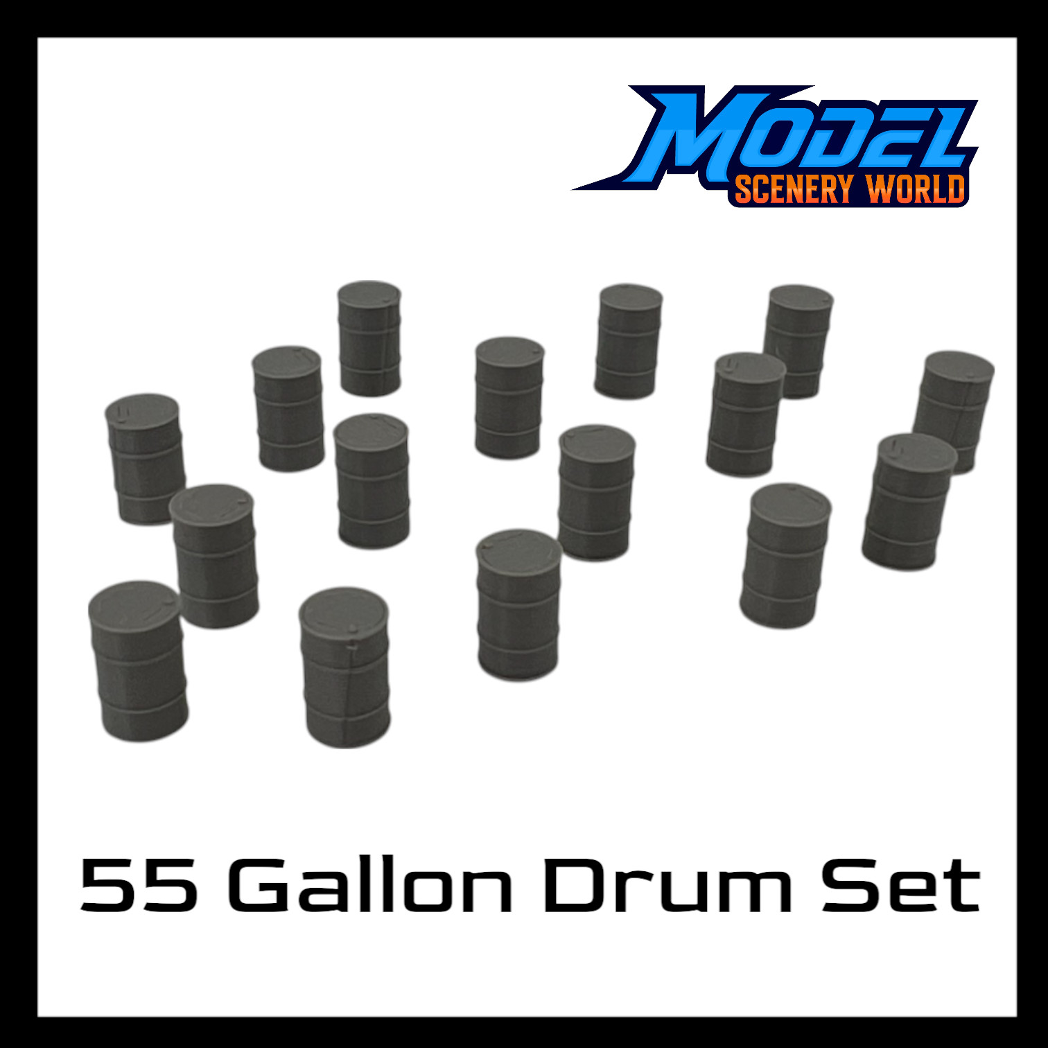 55 Gallon Drum/Barrel (15pc) - S Scale 1:64 - Gray