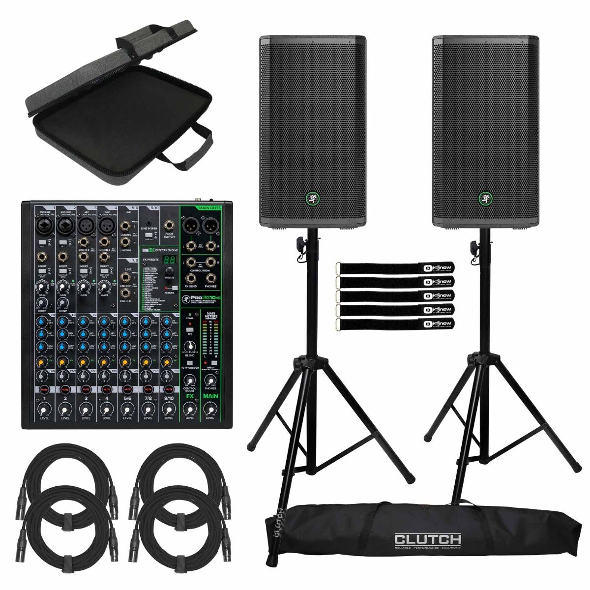 Mackie Thrash 212 12" Powered DJ PA Speakers Pair w ProFX10v3 10 Channel Mixer