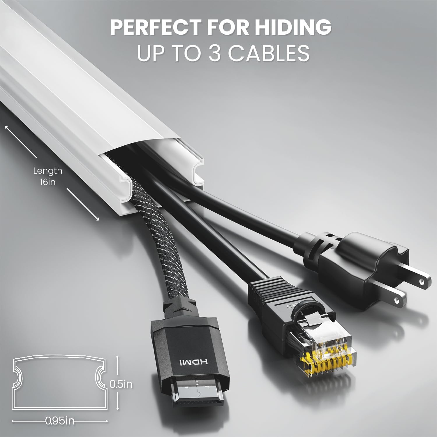 Cable Hider Wall - 153" Wall Cord Hider, Cable Concealer, Wire Covers for Cor...