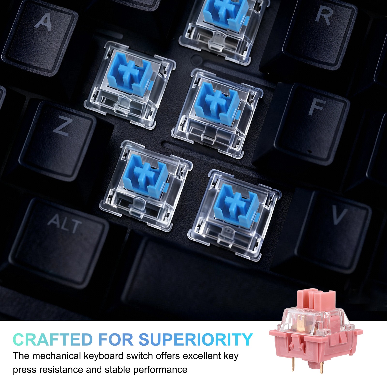 10pcs Pink Keyboard Switch 3-Pin 45gf Linear Keyboard Switch Replacement