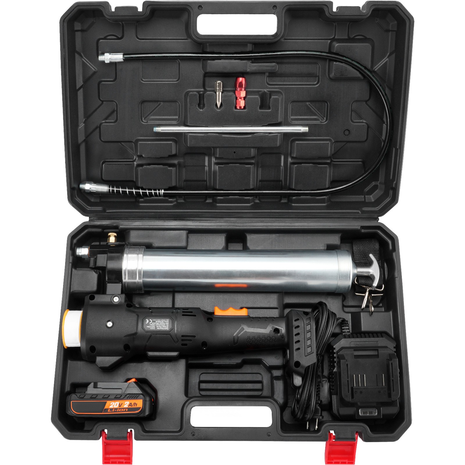 Cordless Grease Gun Electric 20 Volt 2.0 Ah Battery Kit 10000PSI with Case