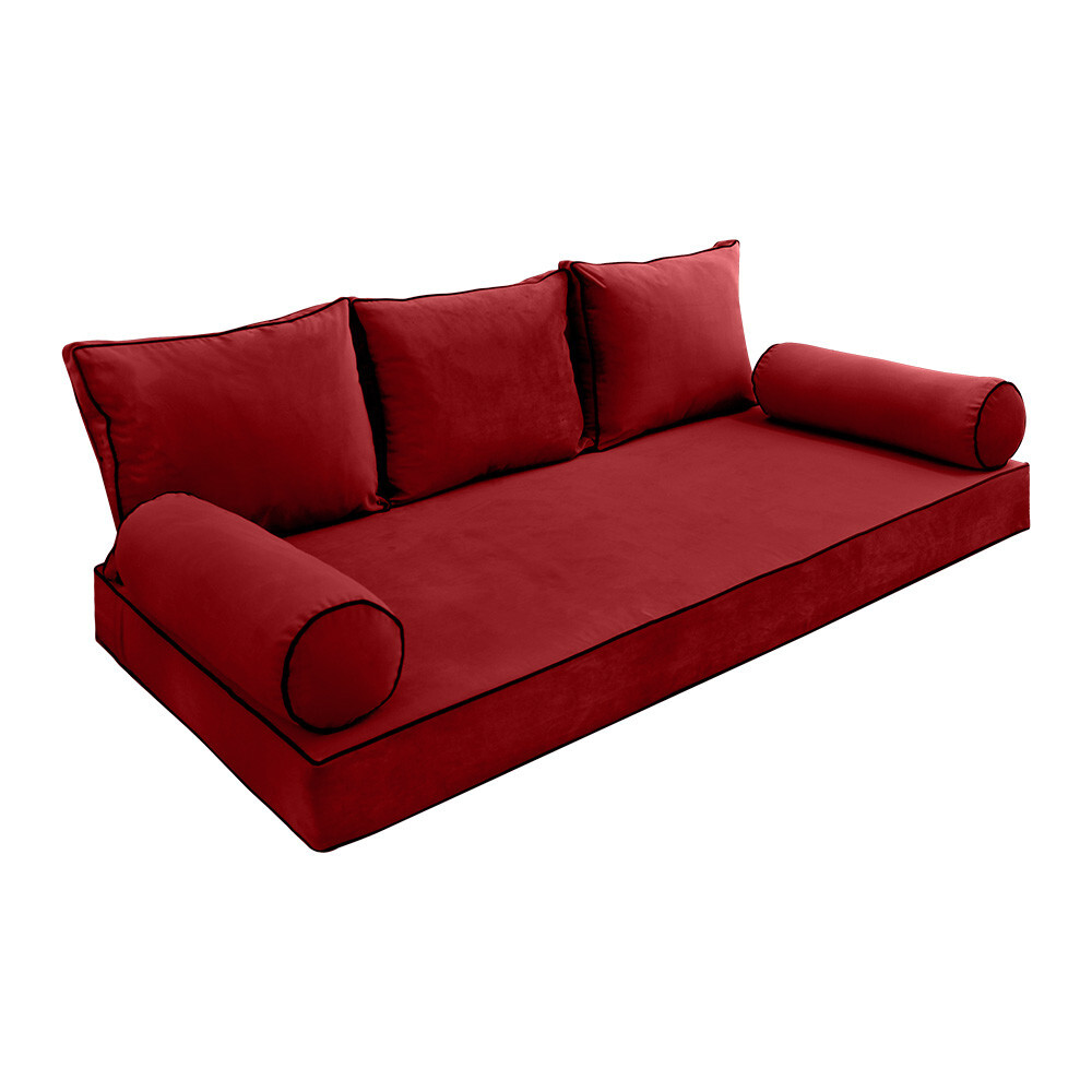 COVER ONLY Model V3 Full Velvet Contrast Indoor Daybed Mattress Cushion AD369