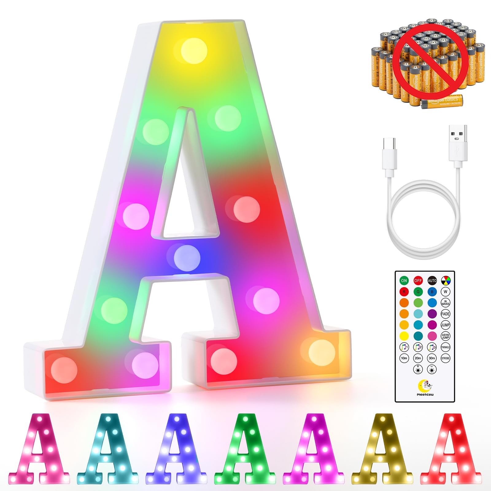 Rechargeable Light Up Letters,Colorful Marquee Letters with Remote,Gift Wrap ...