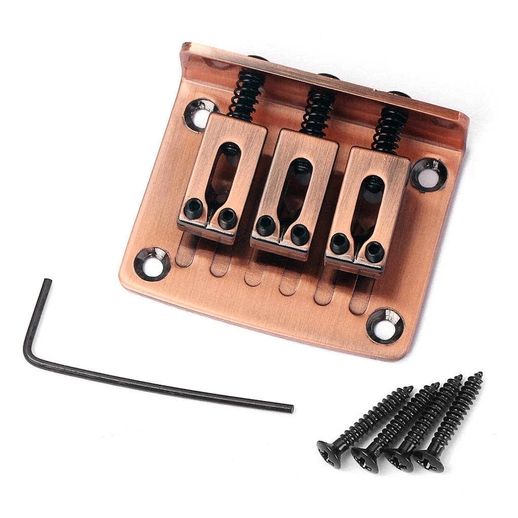 Adjustable 3 String Chrome Hard-Tail Guitar Bridge for Cigar Box Electric Guitar