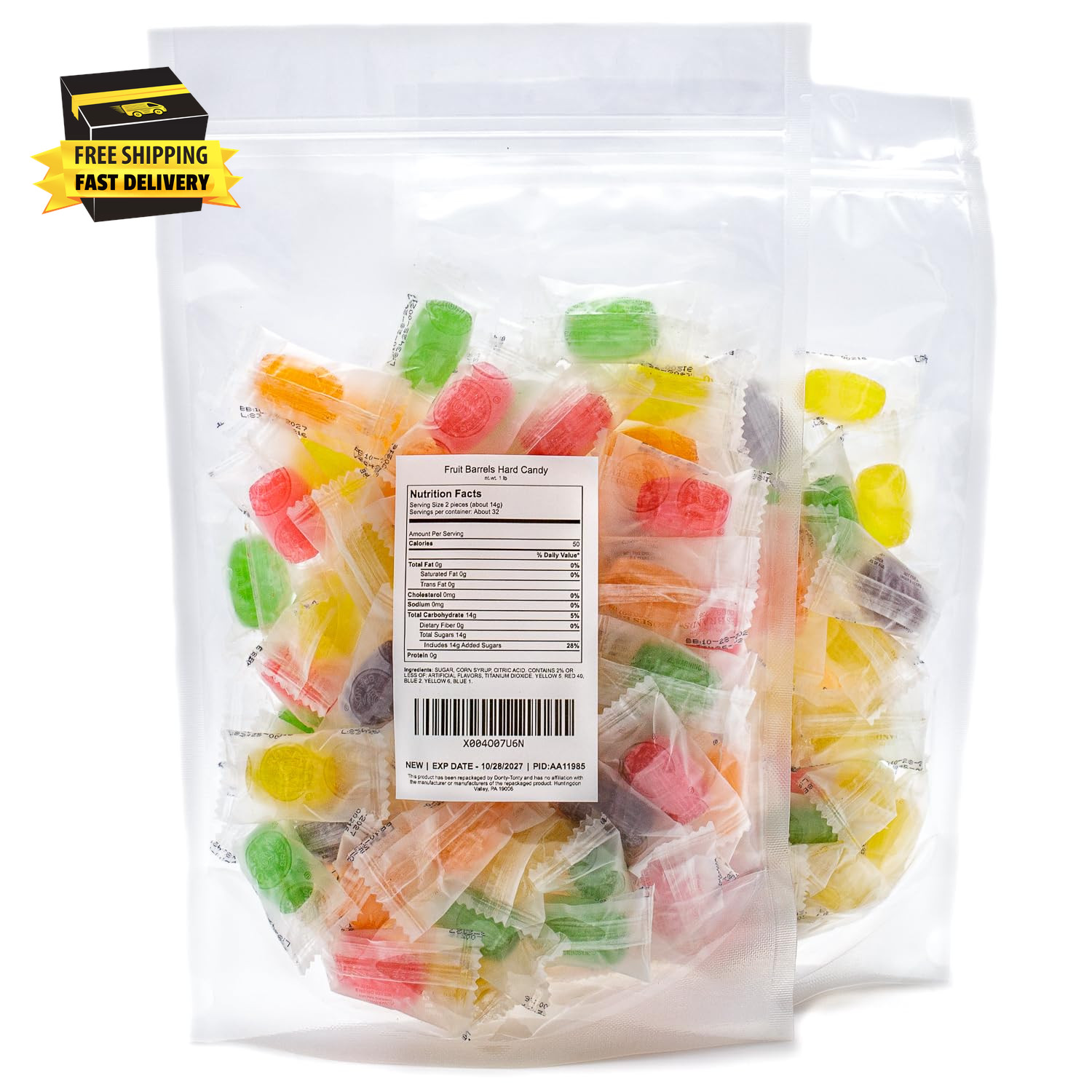 Assorted Fruit Hard Candy 1 Lb | Flavors (Orange, Cherry, Lemon, Apple, Grape) |