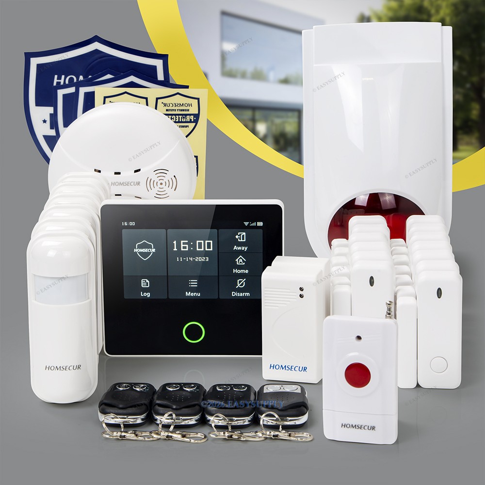 HOMSECUR Wireless WIFI 4G GSM SMS Autodial LCD Home House 4.3" Alarm System