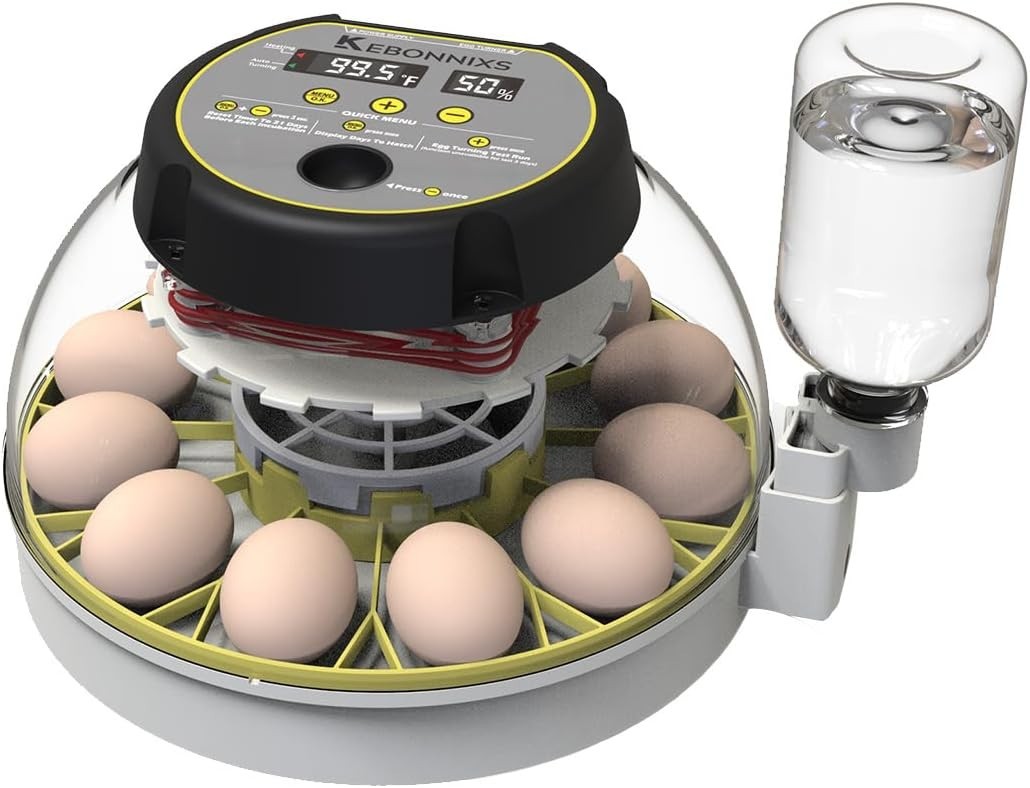 12 Egg Incubator with Humidity Display, Egg Candler, Automatic Egg Turner, fo...
