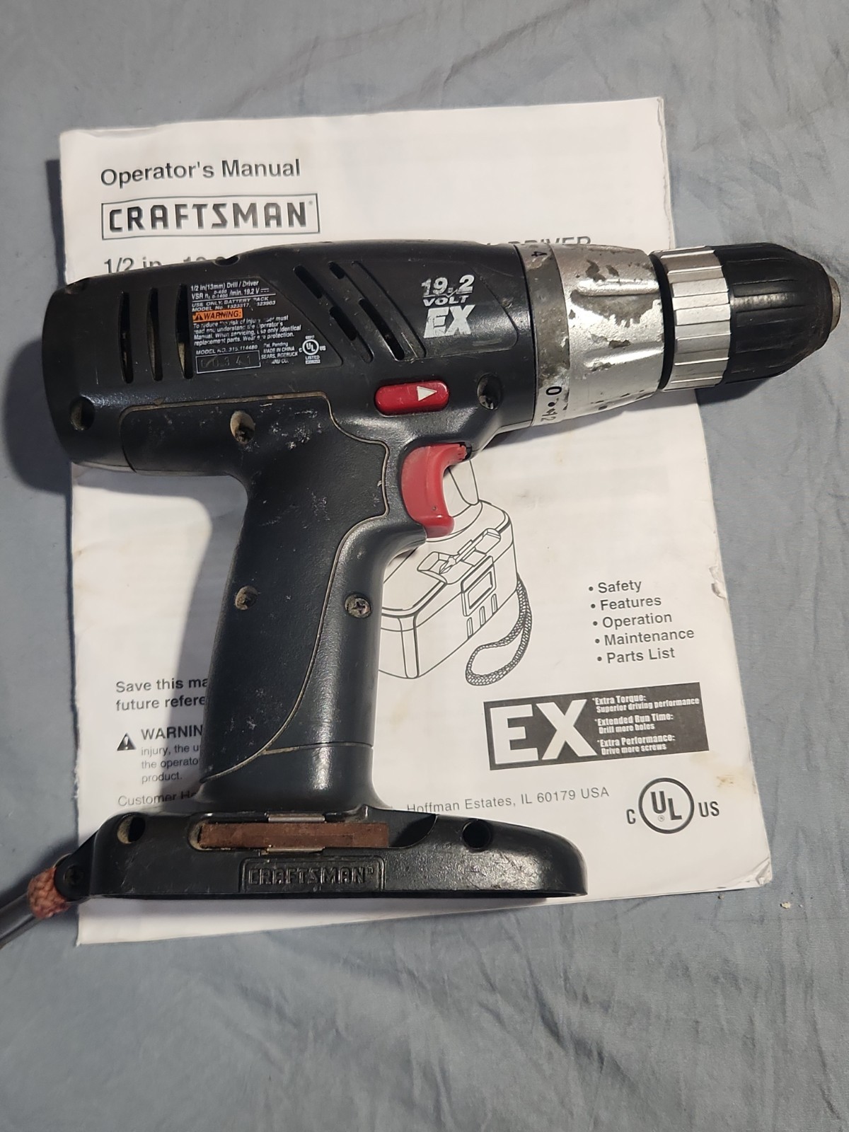 Craftsman 315.114480 19.2V 1/2" Cordless Variable Speed Drill Driver Bare Tool