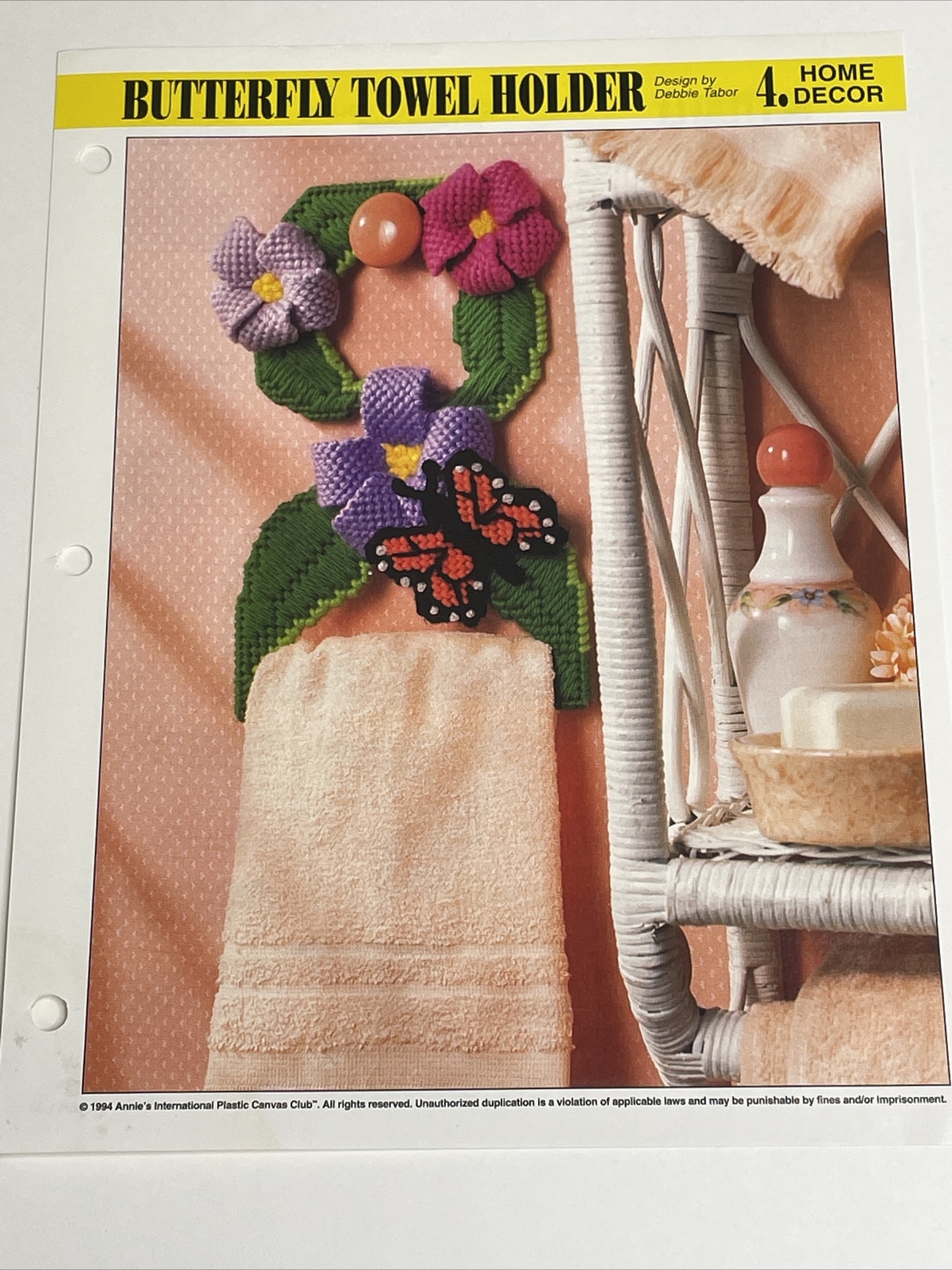 Butterfly Towel Holder Annie's Plastic Canvas Pattern