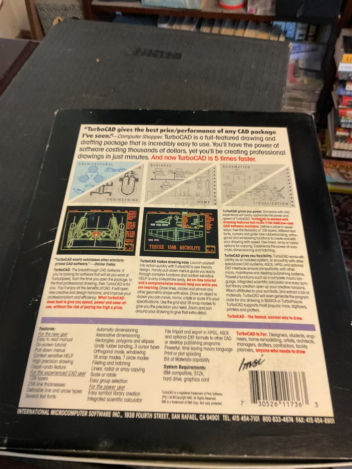 IMSI TurboCAD Designer DOS CAD Software Boxed Set w Floppy Disks