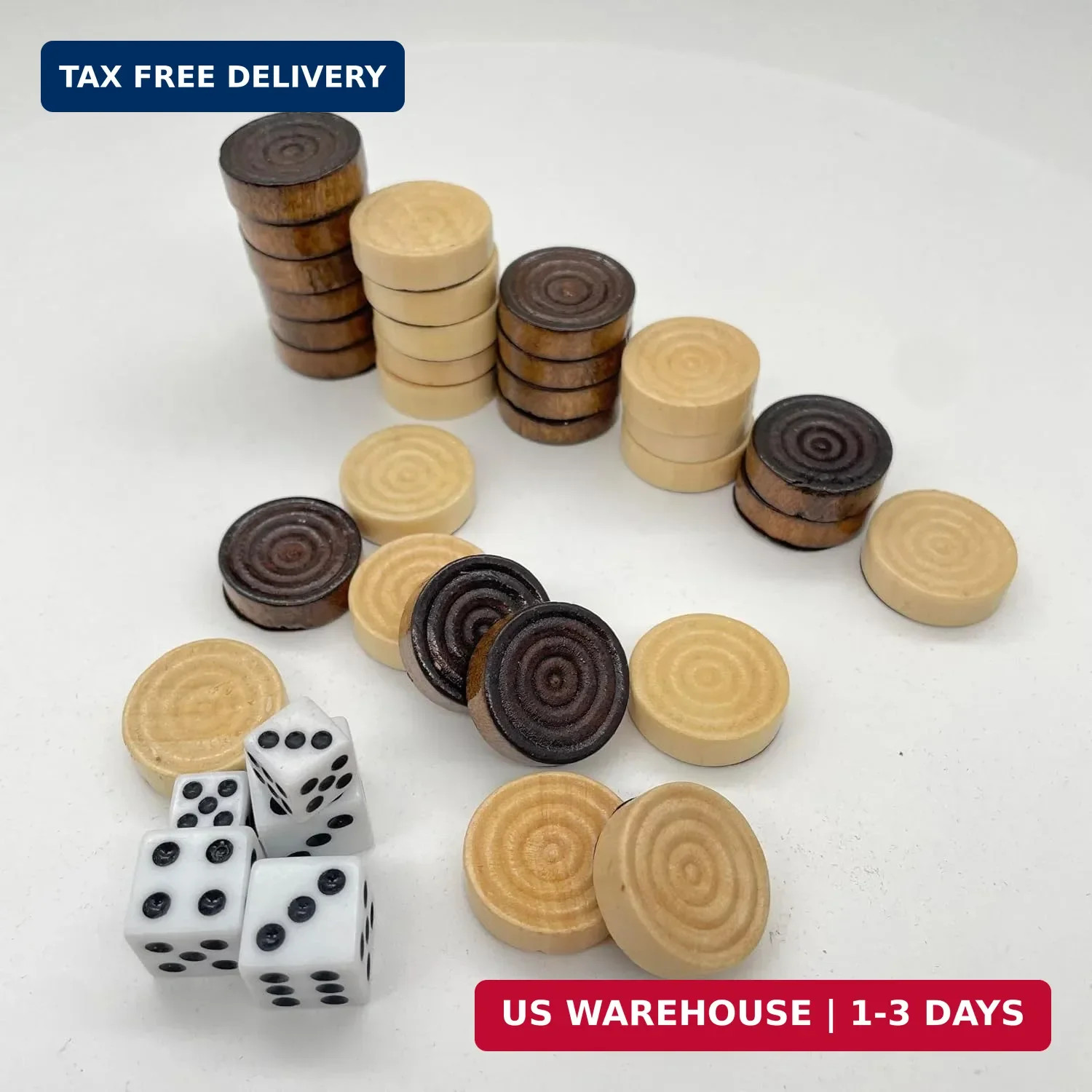 30 Pieces Wooden Backgammon Checkers Replacement set Checker Board Games Playing