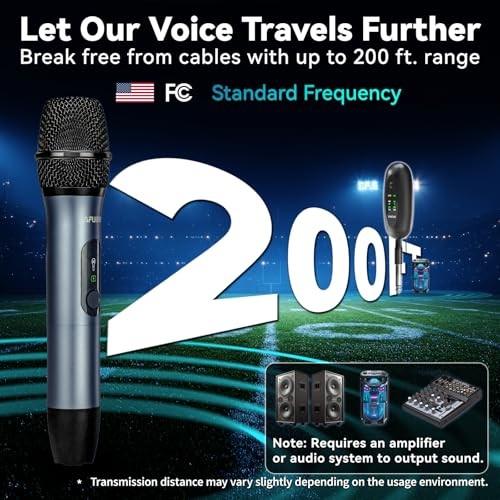 Wireless Microphone Set for Singing, Speech & Karaoke, 2.4GHz Dual-Mic