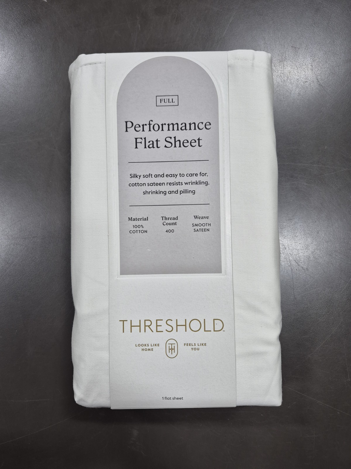Threshold Full 400 Thread Count Performance Flat Sheet Sour Cream 100% Cotton