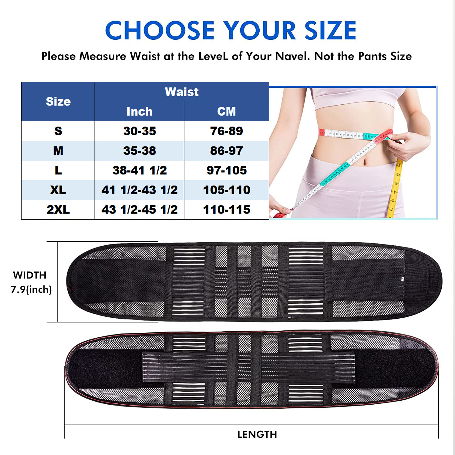 Adjustable Back Support Brace for Lower Back Pain Relief Sciatica Lumbar Belt US