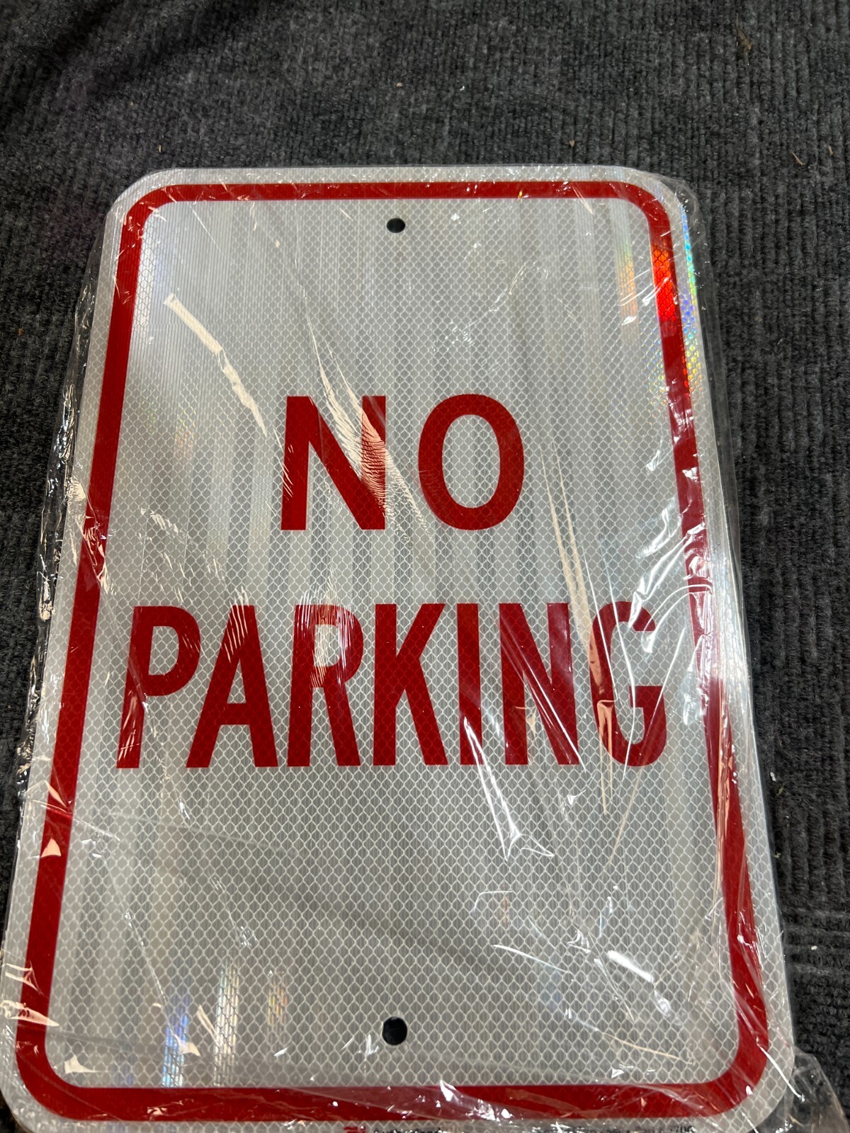 (QTY 3)  No Parking Sign 12" x 18" Reflective Aluminum Red on White