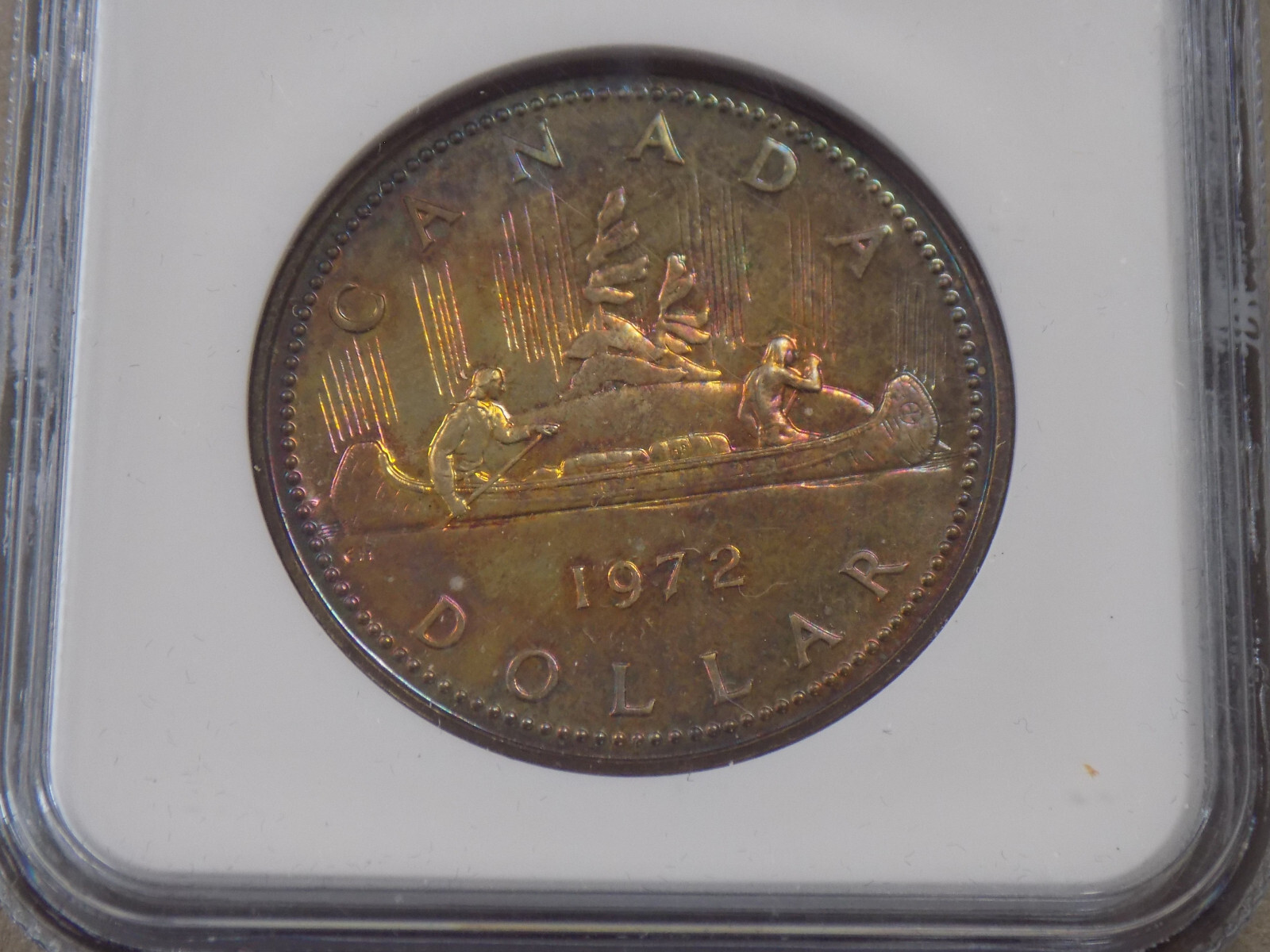 1972 $1 Canada Silver Dollar NGC SP66 Rainbow Toning