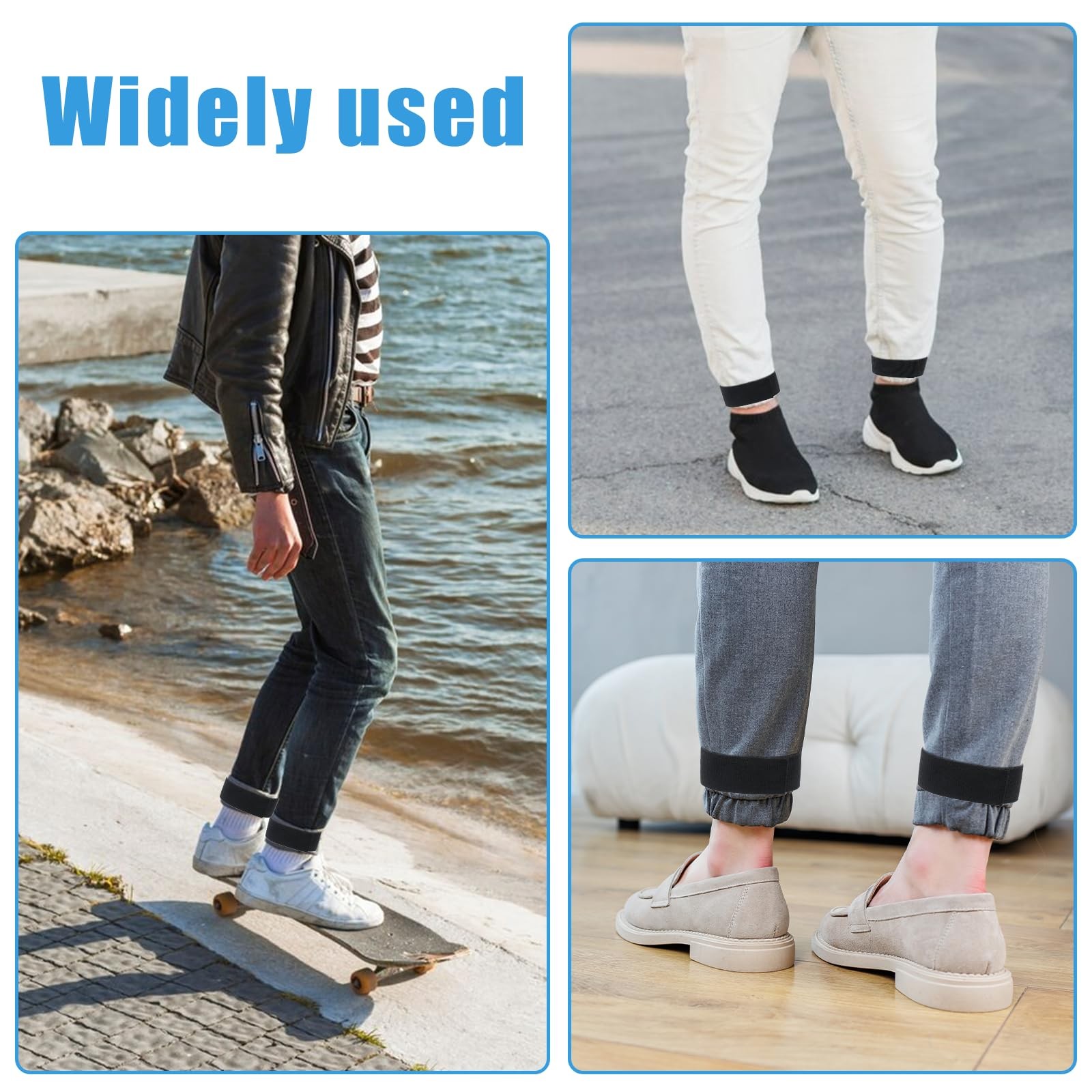 Black Boot Straps, 2 PCS Elastic Polyester Ankle Straps for Cowboy Boots Adju...