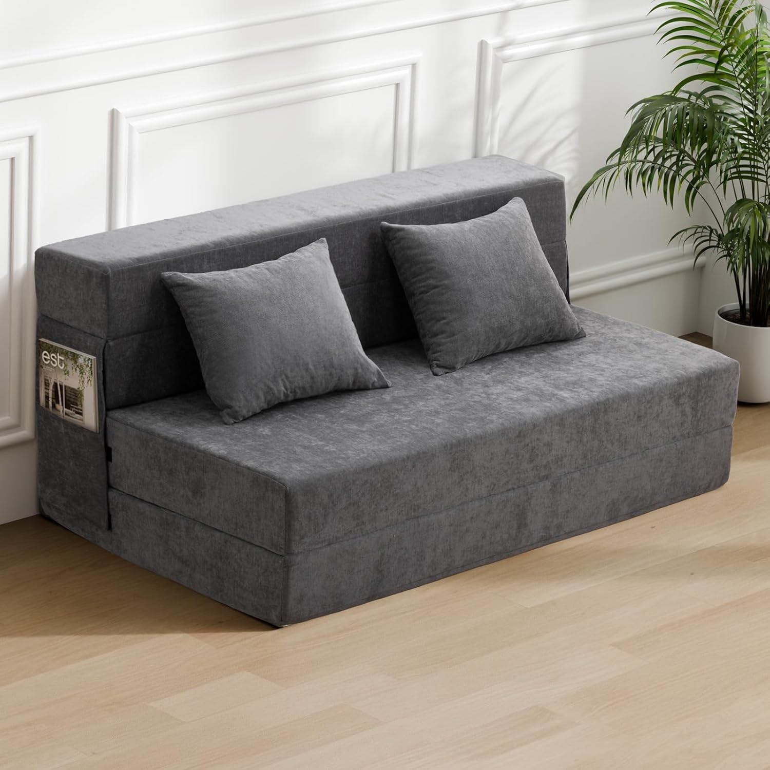 Folding Sofa Bed - Convertible Sleeper Chair with Pillow, Fold Out