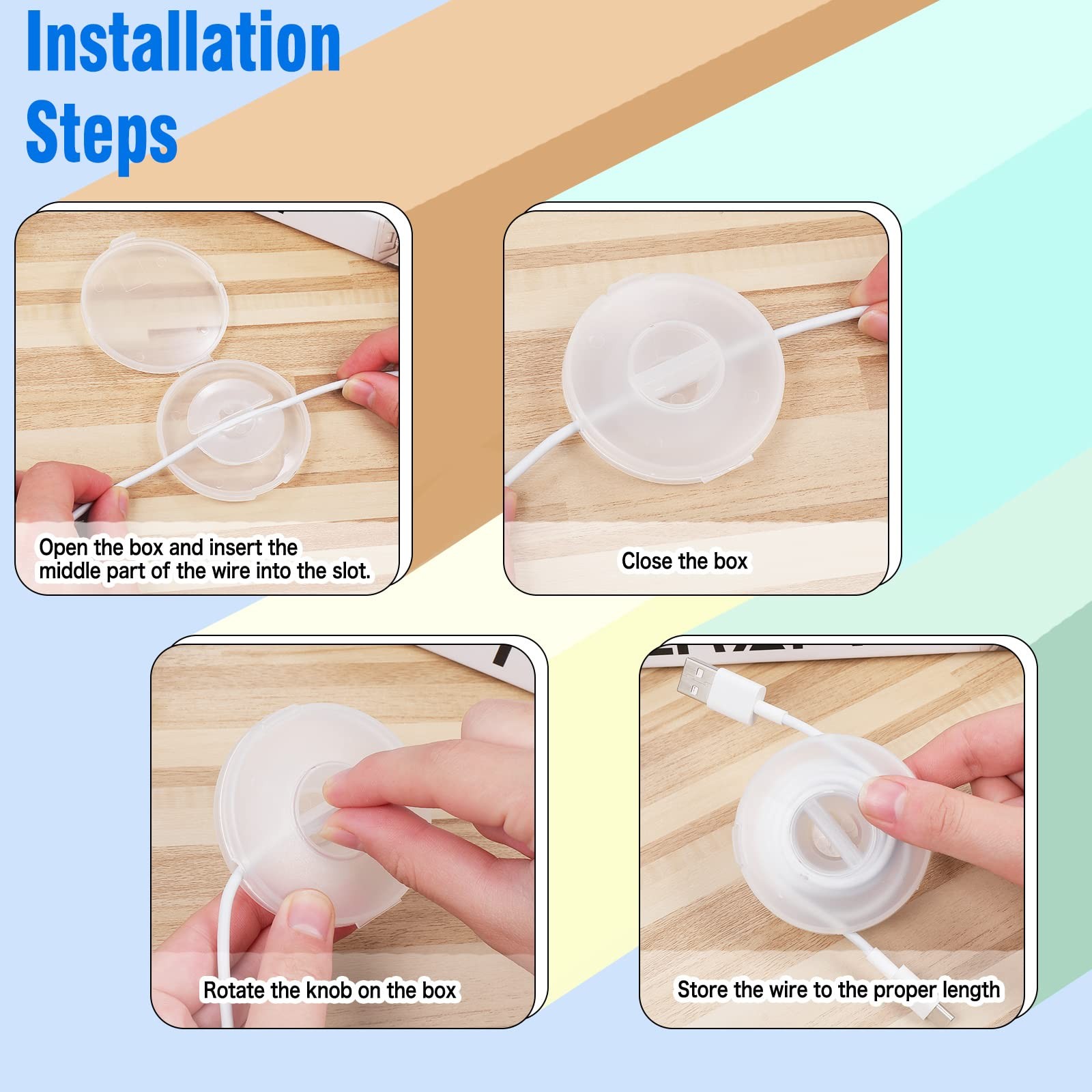 9 Pcs Retractable Charging Cord Organizer Round