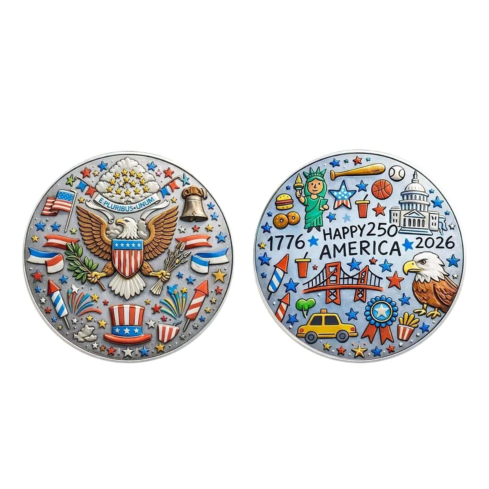 HAPPY 250 AMERICA Independence Day Commemorative Coin 1776-2026