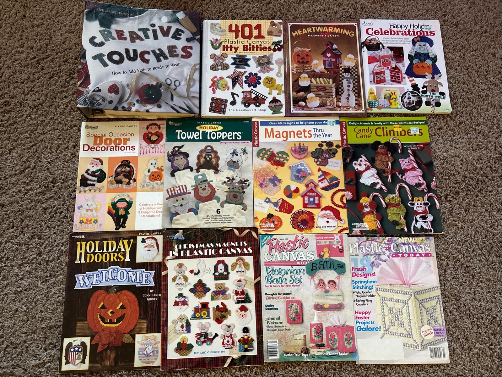 Lot Of 12 Plastic Canvas Books The Needlecraft Shop Annies Leisure Arts