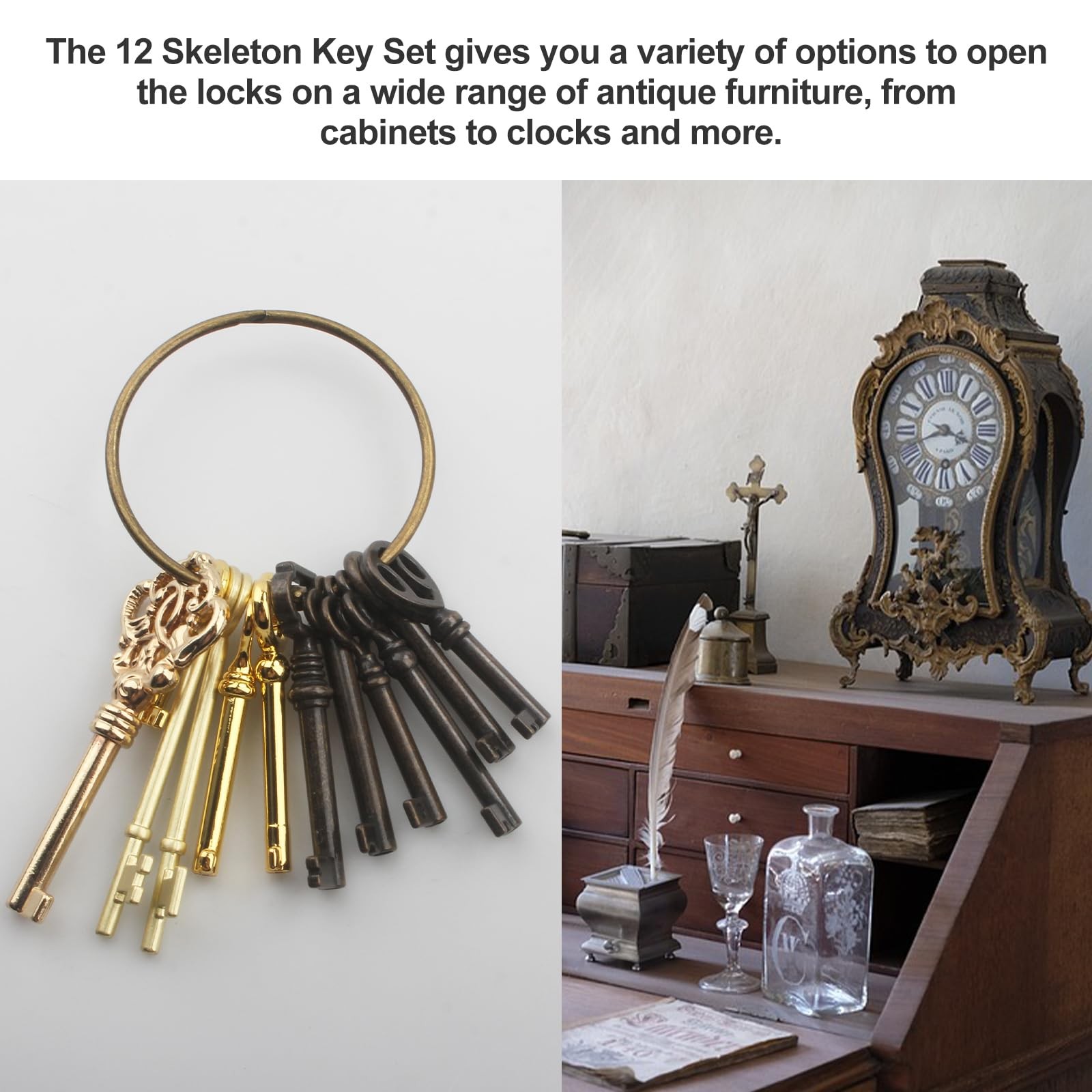 Skeleton Key Set,Universal Skeleton Replacement Keys, Vintage Keys Kit for An...