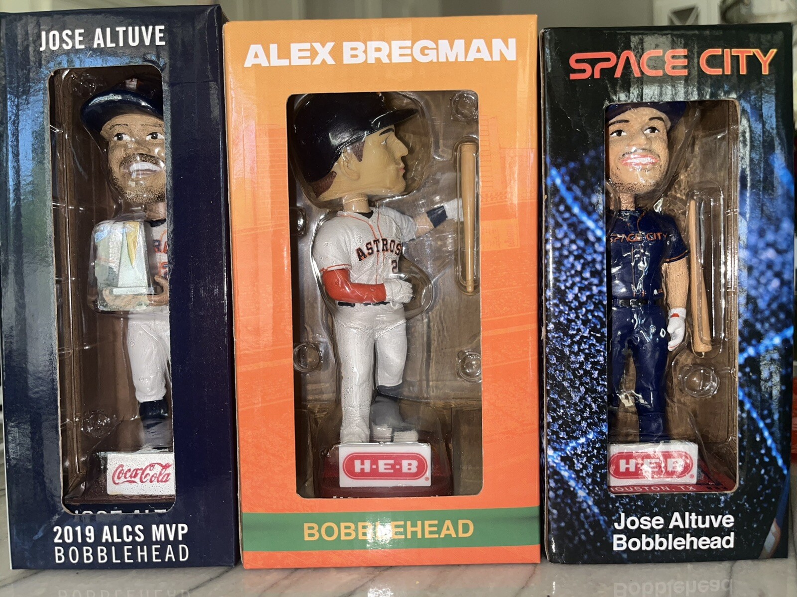 Jose Altuve & Alex Bregman Bobblehead Lot Of 3 Space City Breggy Bomb MVP