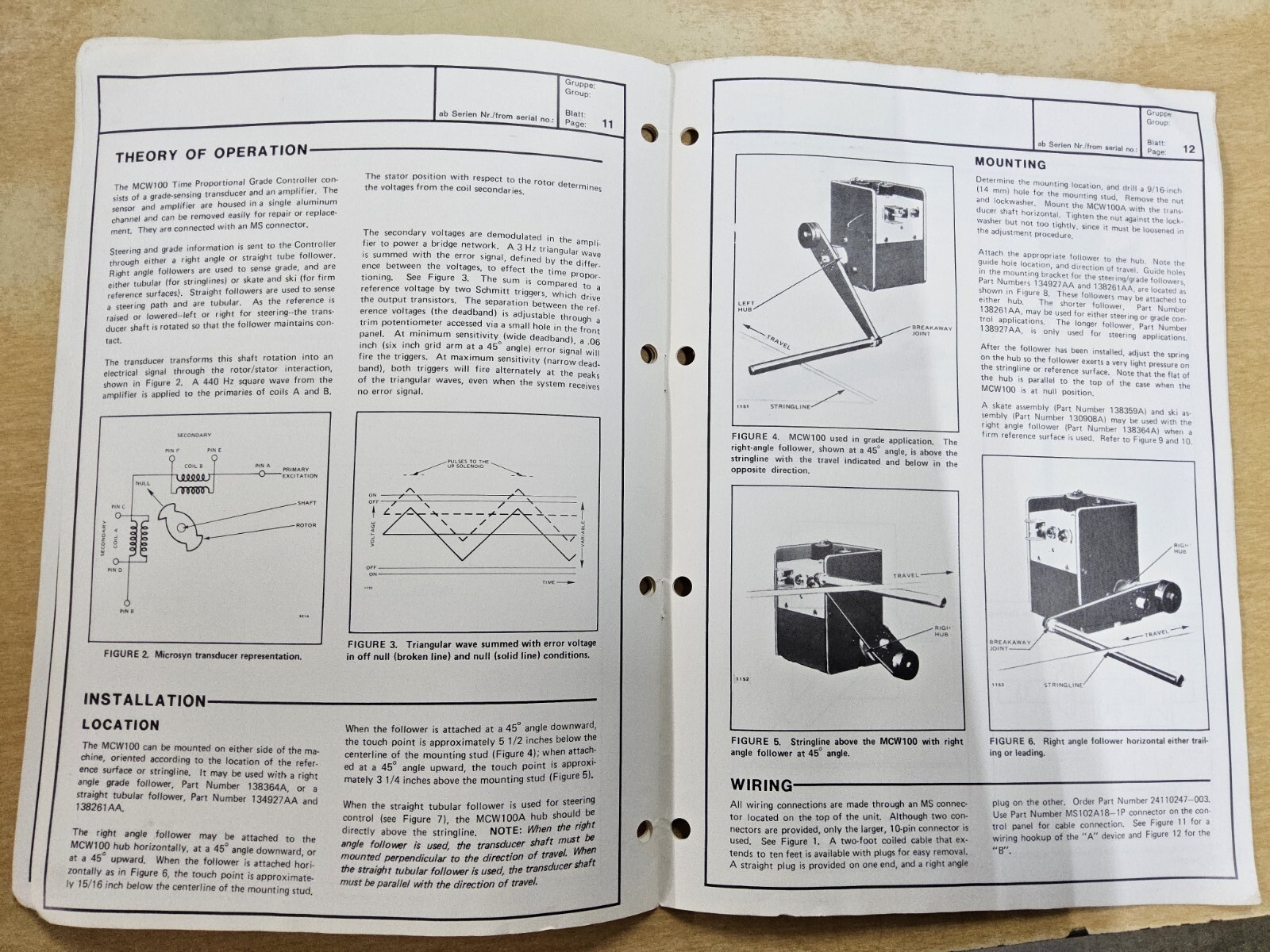 Wirtgen, Model MCW100A, B - Time Proportional Grade Controller. German /...