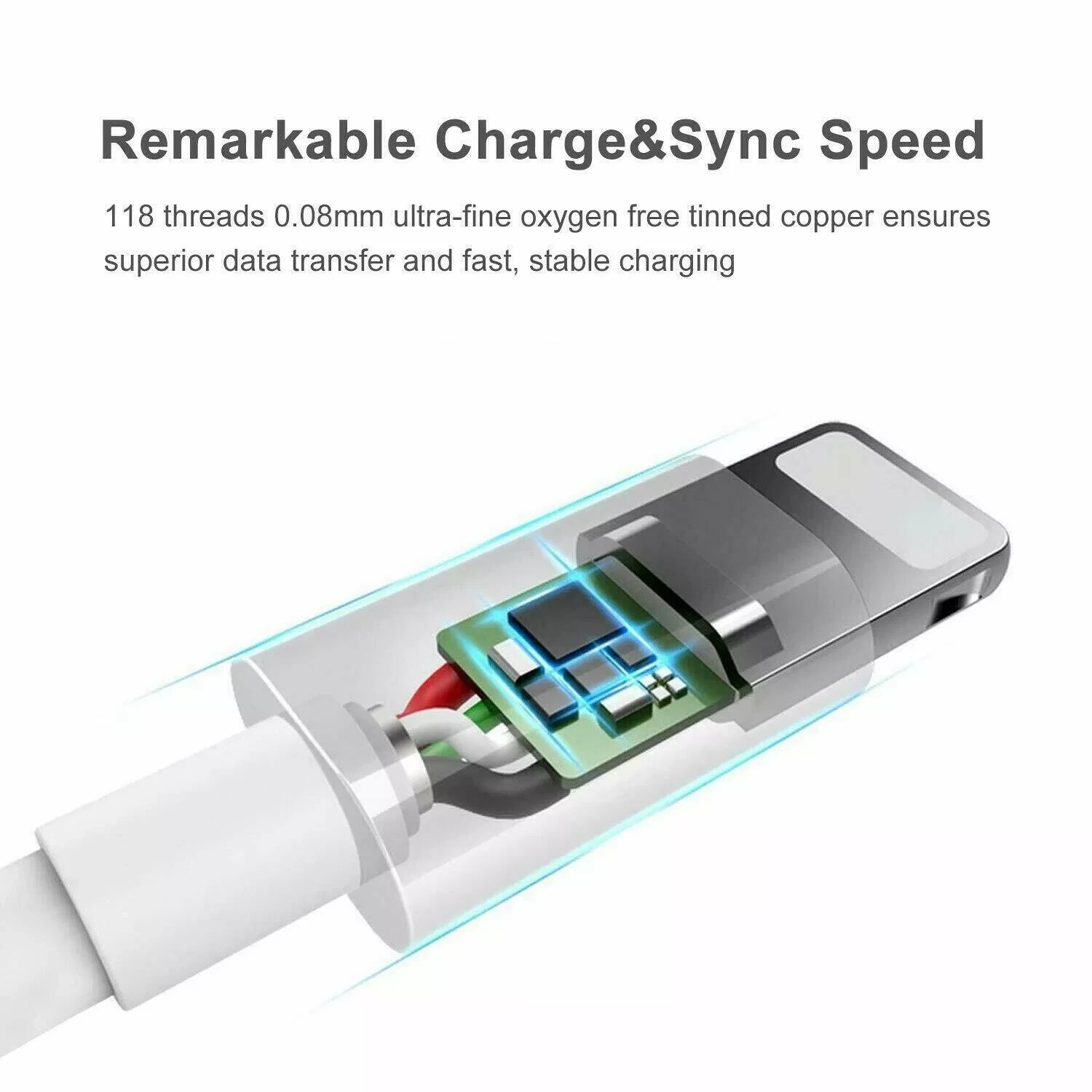 100X Foxconn OEM USB Charger Cord Cable For Apple 12 Pro Max, 11, X, 8, 7, 6