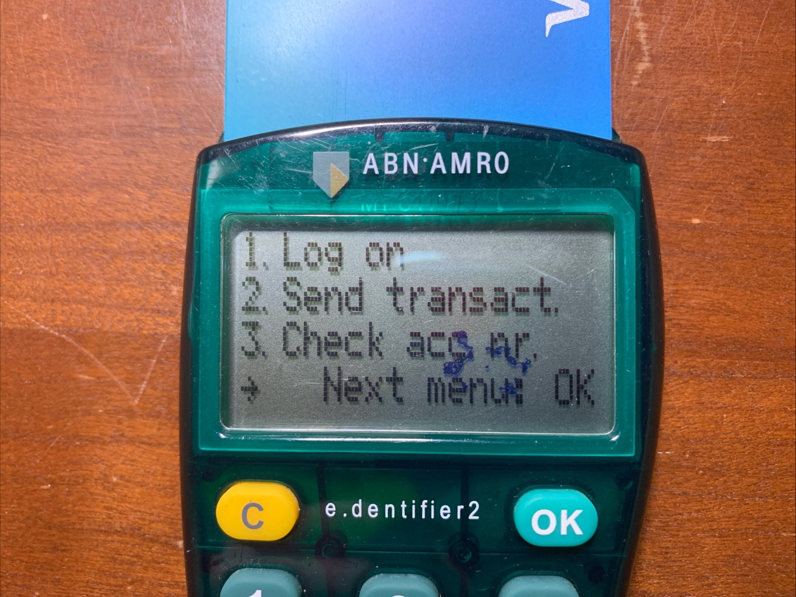 ABN AMRO e.dentifier2 Debit Card Transaction Reader Green Bank Internet Banking