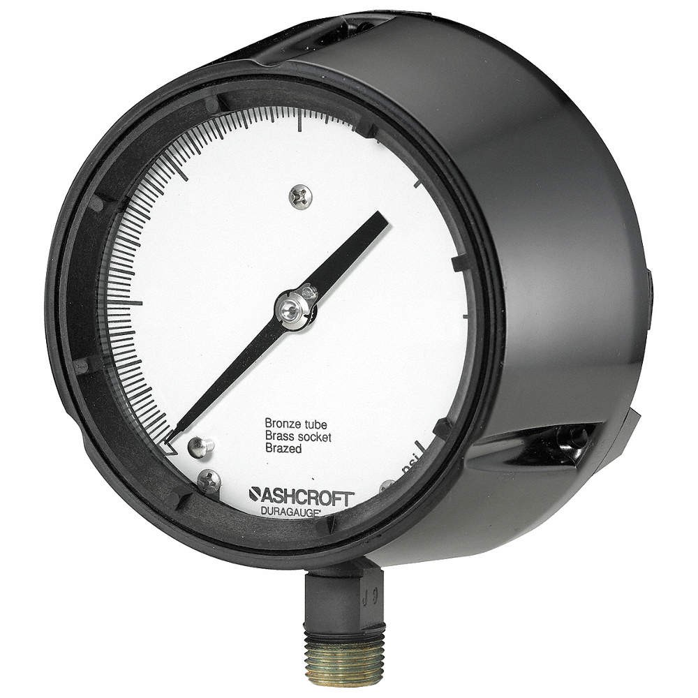 ASHCROFT 451259SD04L60# Pressure Gauge,0 to 60 psi,4-1/2In,1/2In 5RYA4