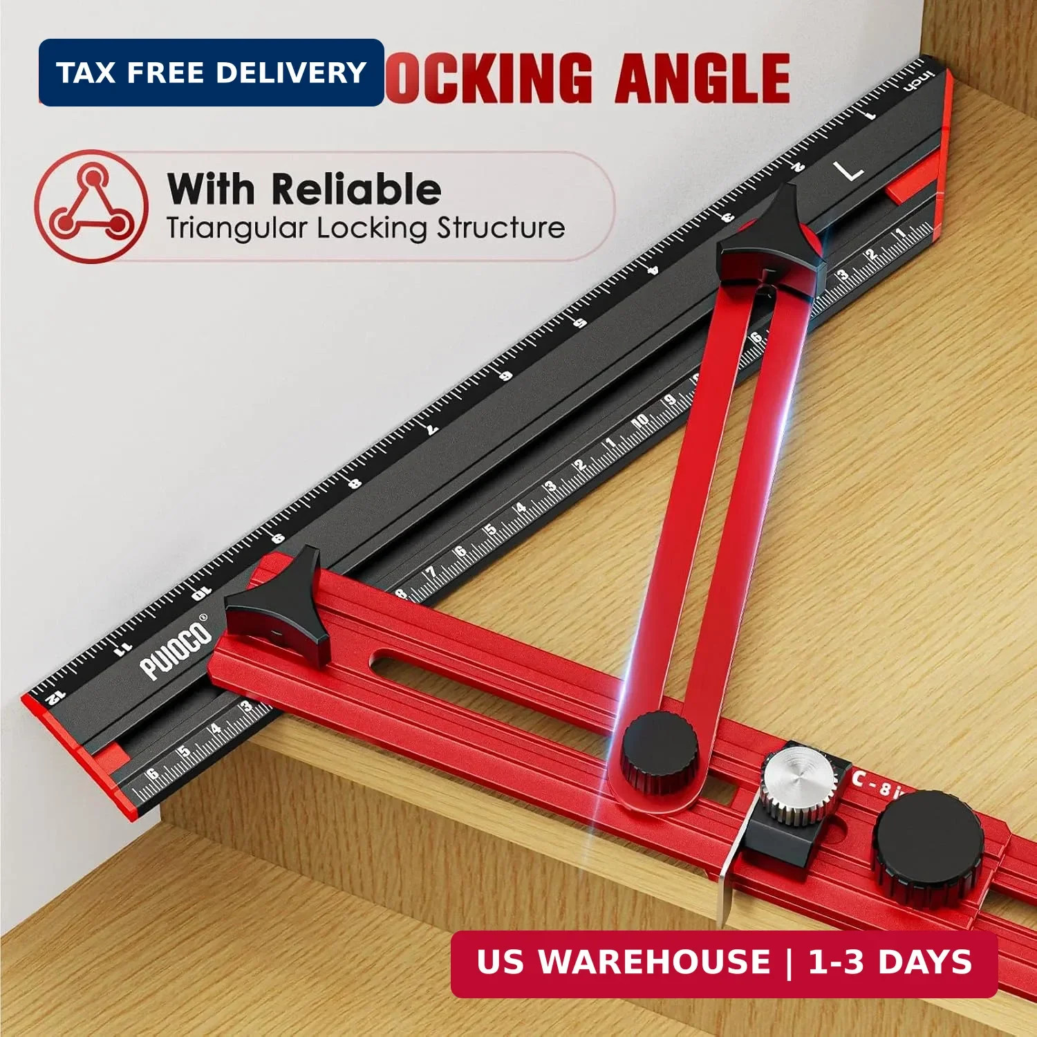 Stair Tread Template Tool, Stair Measuring Tool with Triangular Structure Brace