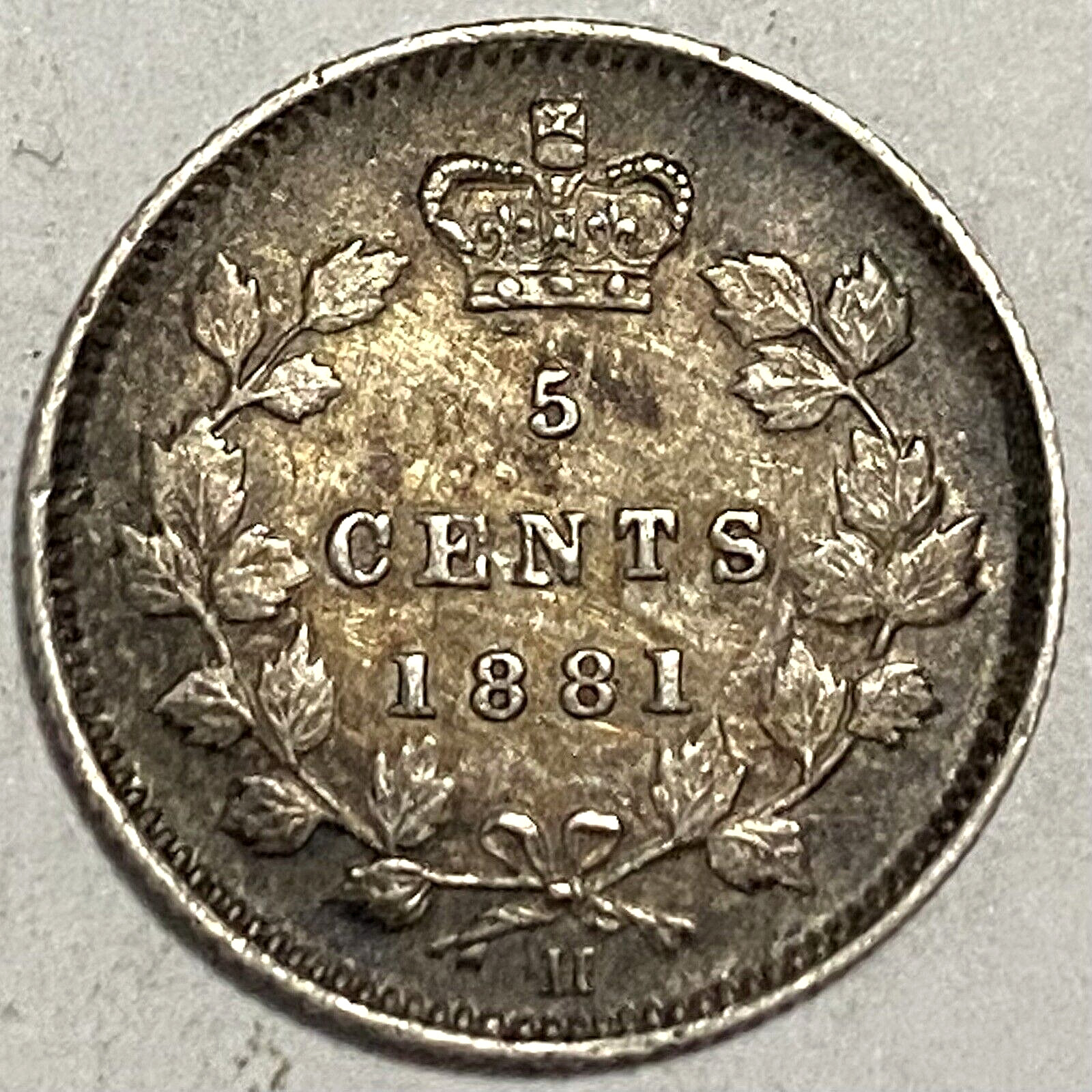 1881-H Canada 5 Cents Half Dime Silver Coin - Queen Victoria - High Grade AU