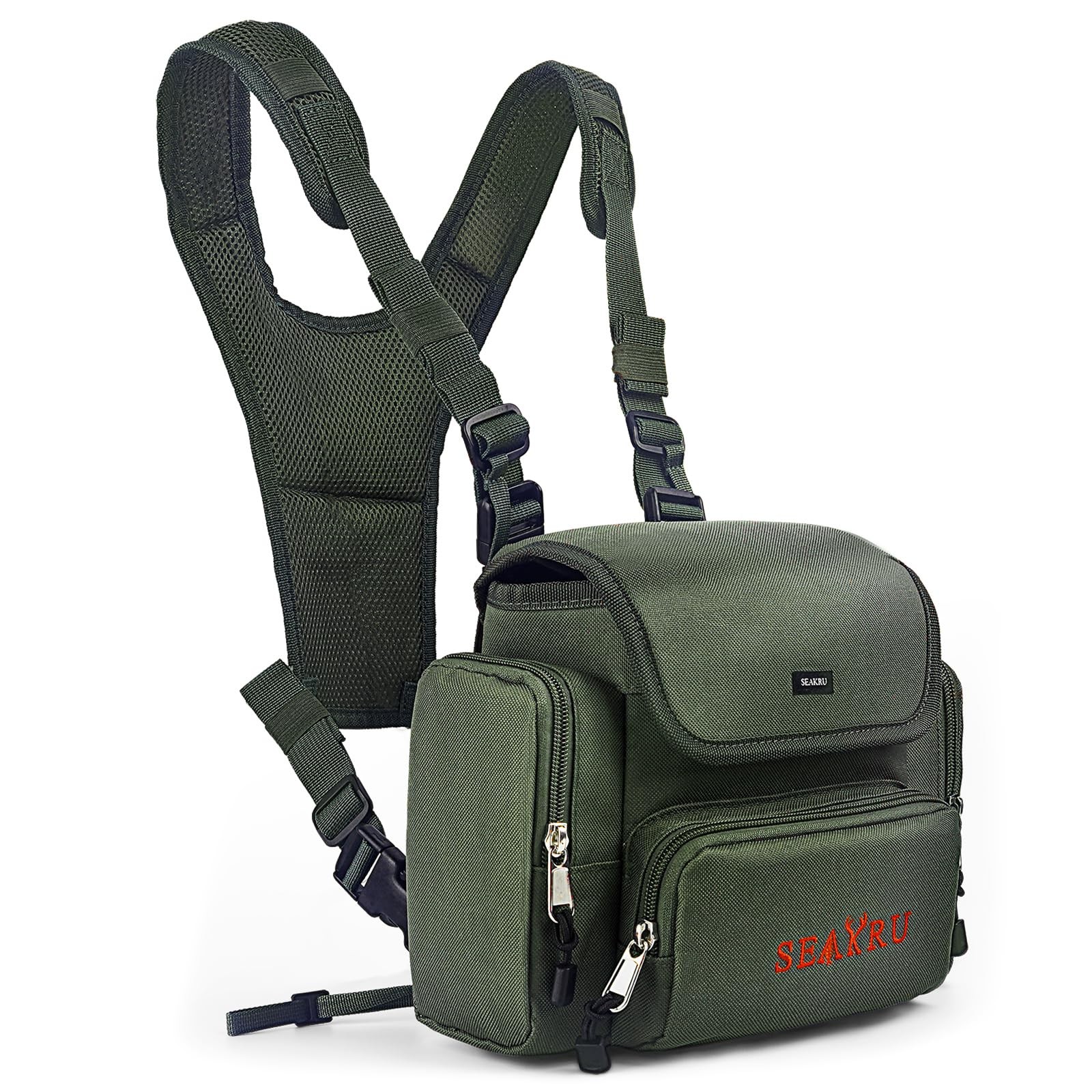 SEAKRU Binocuar Harness Chest Pack, Bino with Medium, Army Green