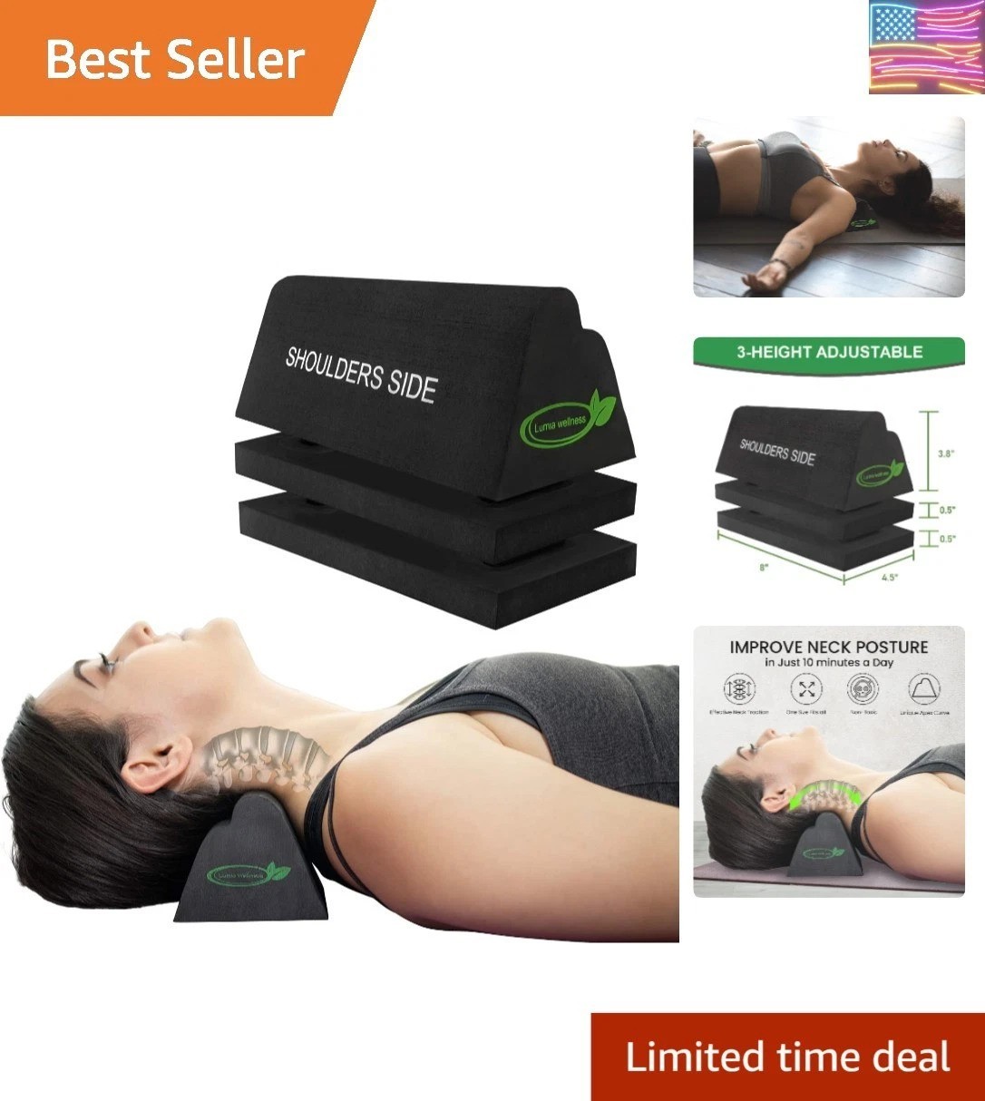 Cervical Orthotic Traction Block, Firm, Spinal & Neck Alignment, Cervical Tra...