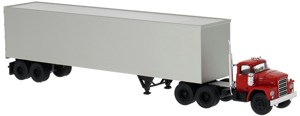 Brekina Dodge CT-900 Tractor & 45' Van Trailer Red - Undecorate #86305 HO Scale