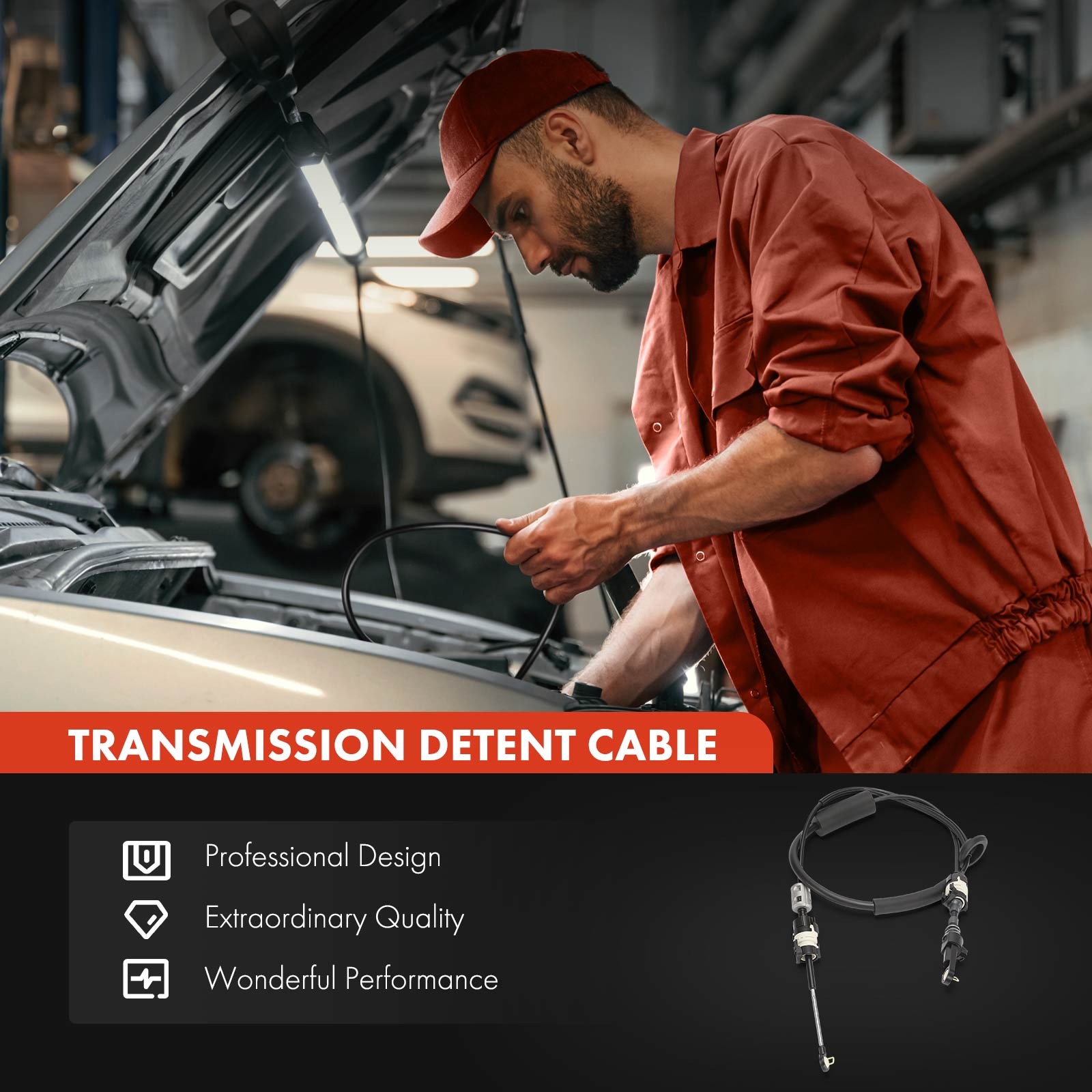 63.78 In Automatic Transmission Detent Cable for Chevrolet Traverse 2009-2017
