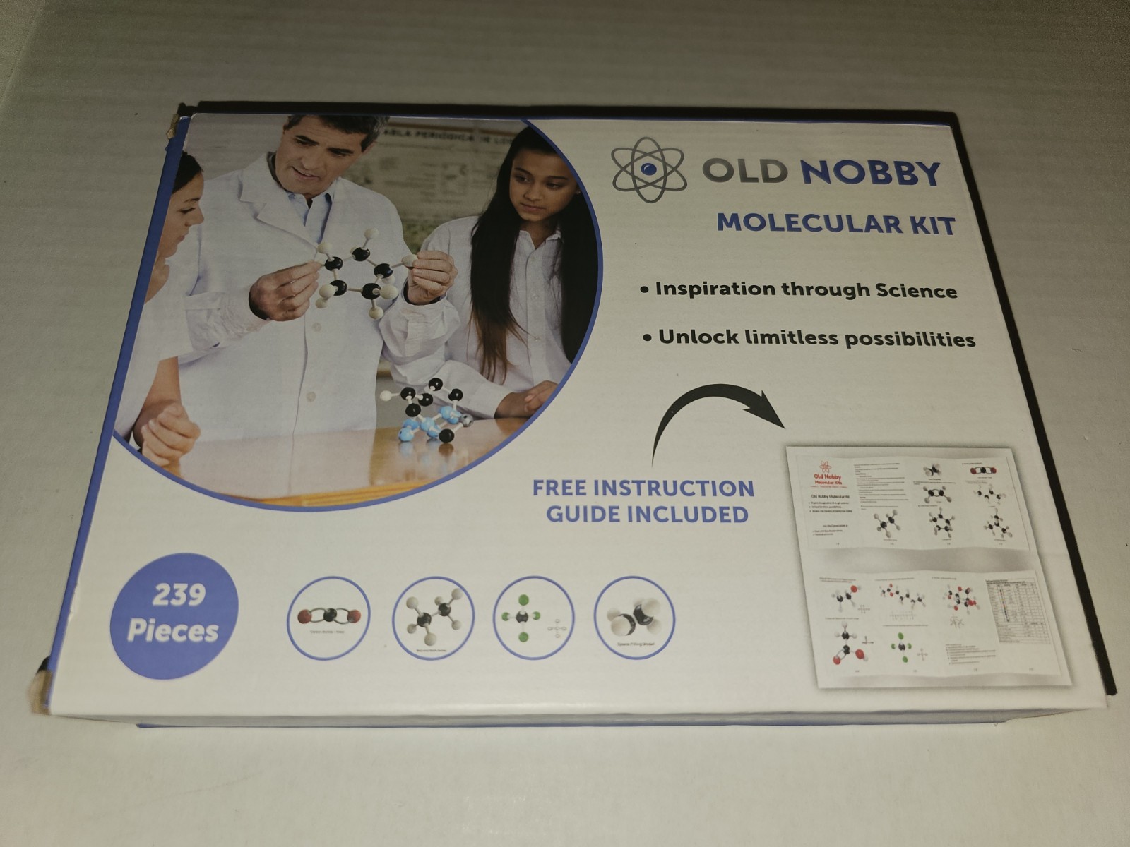OLD NOBBY Organic Chemistry Molecular Model Kit 239 Pieces +Learning Guide