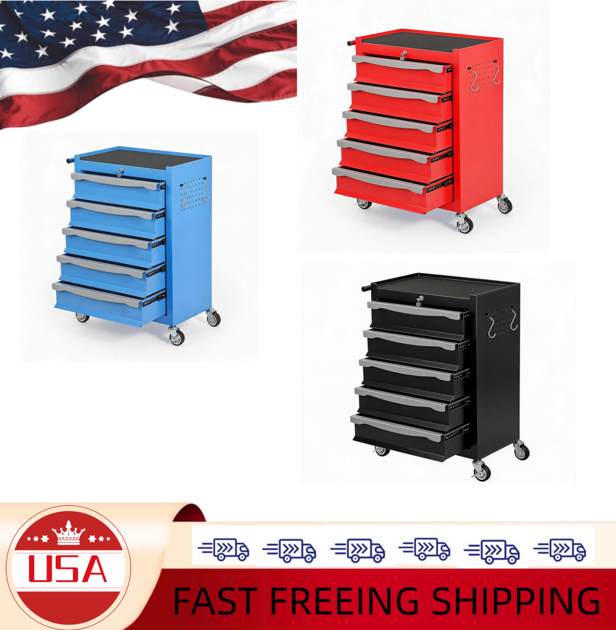 5-Drawer Rolling Tool Chest, Heavy-Duty Metal Tool Cabinet with Wheels, Secure K