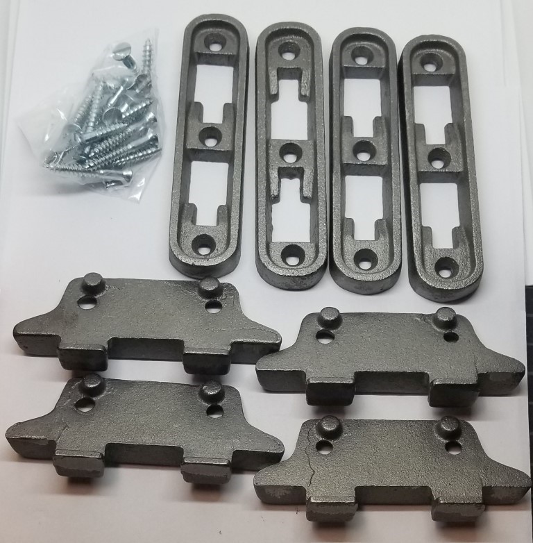 MEDIUM Cast Iron Bed Rail Fastener Set frame hooks Post anchors antique old vint