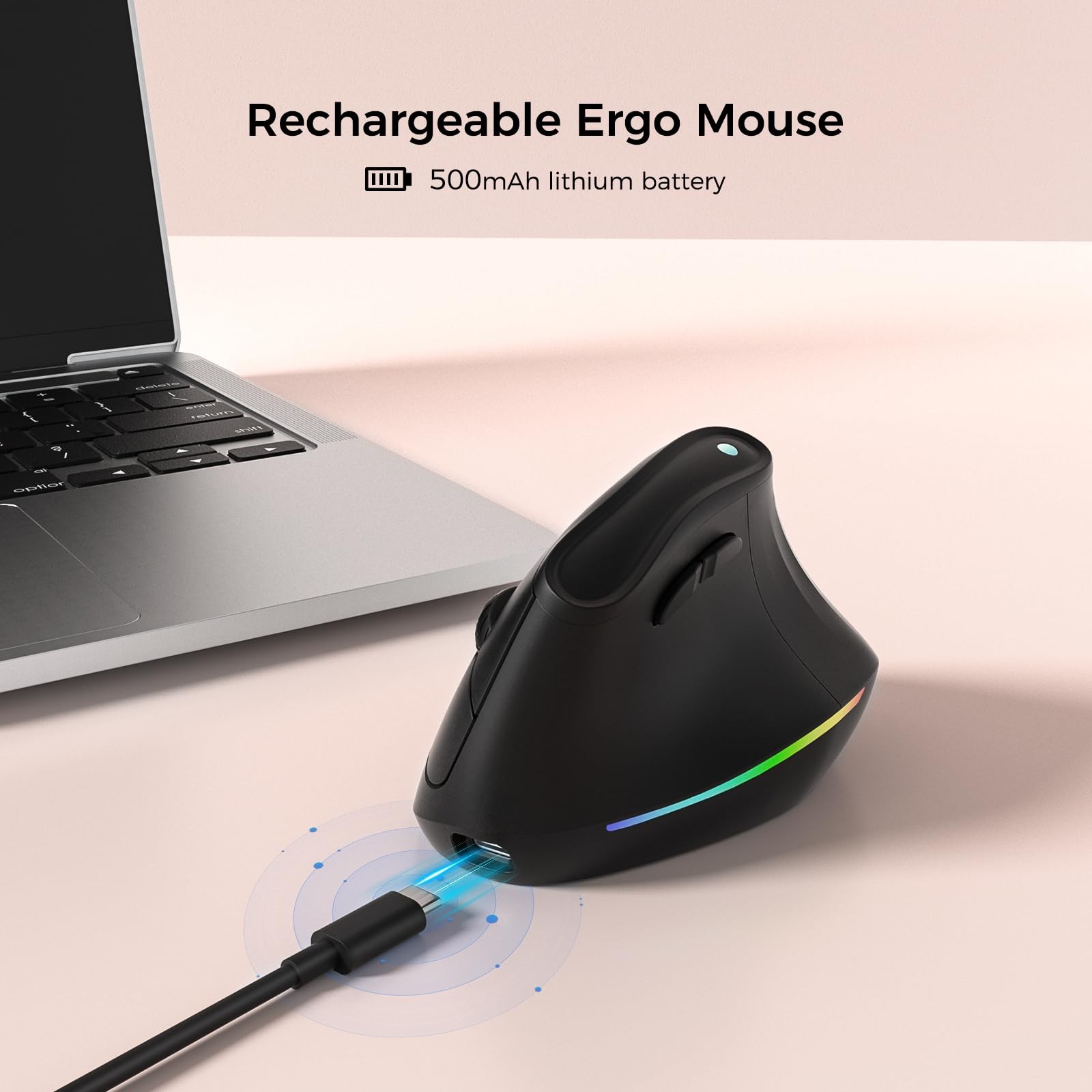 57° Ergonomic Wireless Rechargeable Mouse, Vertical Quiet Ergo Mouse, Bluetoo...