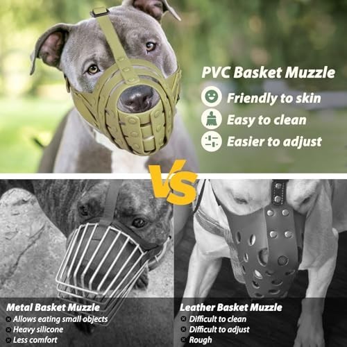 Basket Muzzle for Large Medium Dogs - Prevent Biting, Scavenging, Lightweight, A