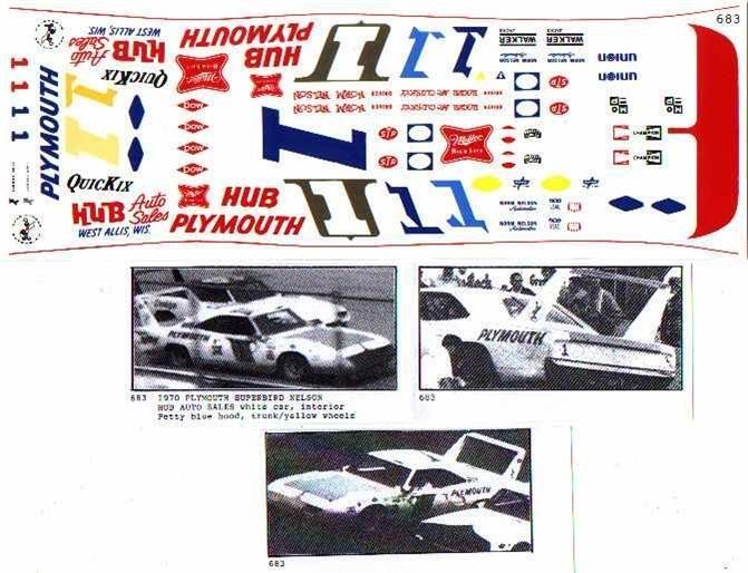 Fred Cady NASCAR 683 Hub Plymouth #1 Norm Nelson Decal 1/24