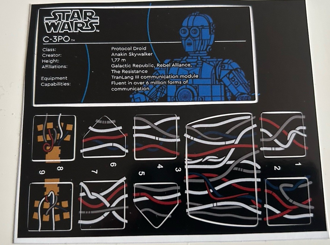 Star Wars UCS Full Sticker sheet for Lego 75398 C-3PO Droid
