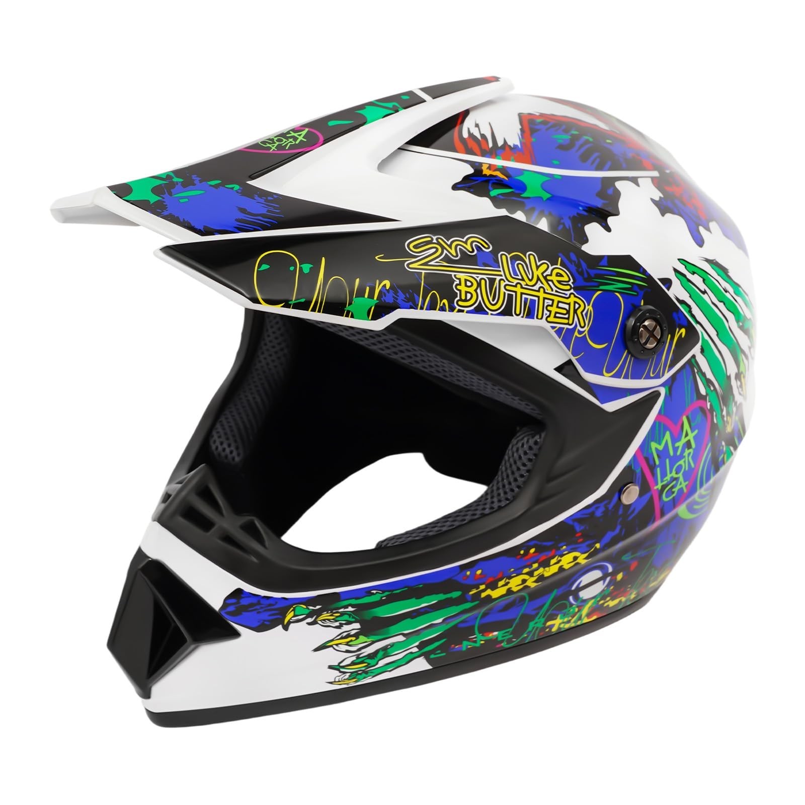 Full Face Motorcycle Helmet Set with Goggles and Gloves, Dual Visor Anti-Fog ...