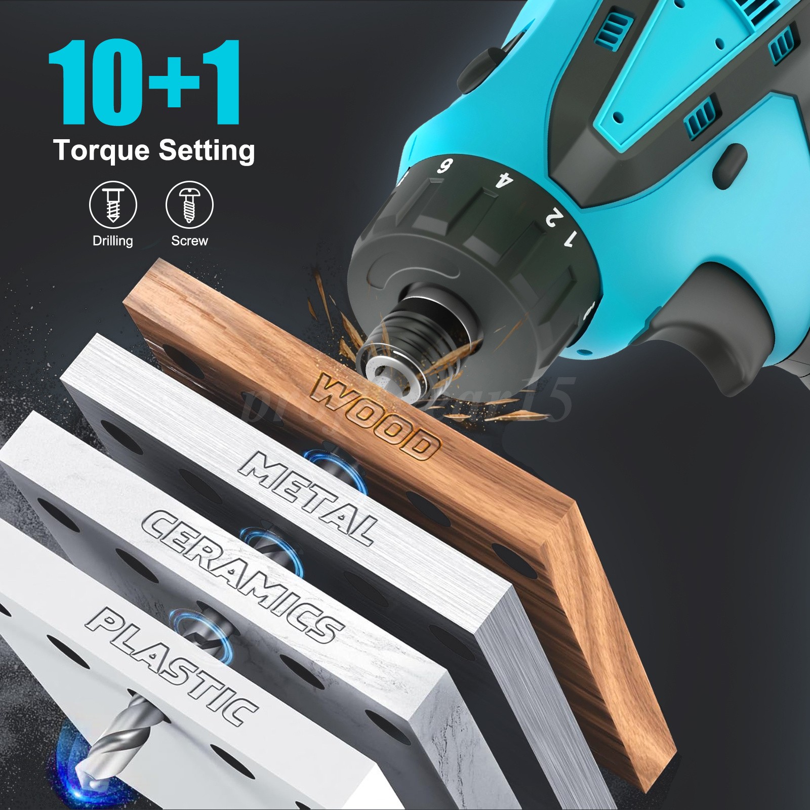 12V Multi - function Screwdriver,180N.m Brushless Cordless Electric Hammer Drill