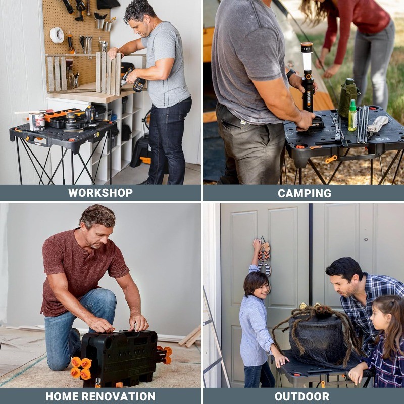 Worx WX066 Sidekick Folding Work Table, Portable All-in-one Work Bench